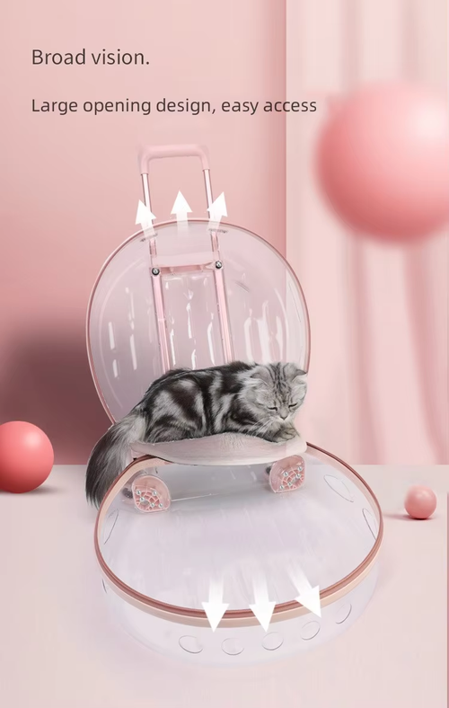 Telescopic Trolley with Universal Jointed Wheel Zipper Outing Pet Carriers for Cats Kittens PVC Breathable Pets Travel Box