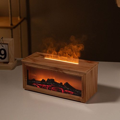 Home Creative Bonfire Air Humidifier Simulated Fireplace Aroma Diffuser with Colorful LED Light