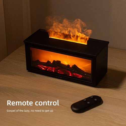 Home Creative Bonfire Air Humidifier Simulated Fireplace Aroma Diffuser with Colorful LED Light