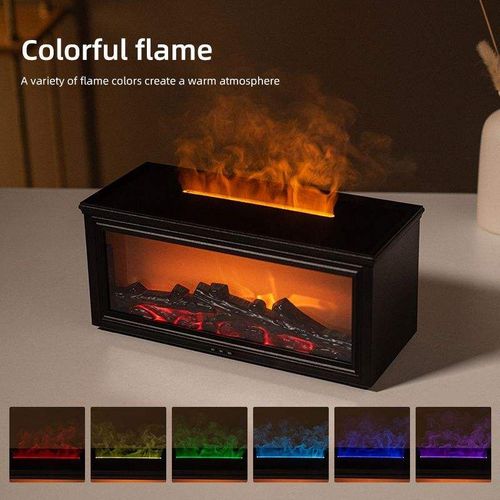 Home Creative Bonfire Air Humidifier Simulated Fireplace Aroma Diffuser with Colorful LED Light