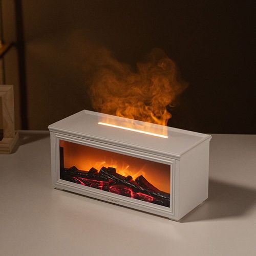 Home Creative Bonfire Air Humidifier Simulated Fireplace Aroma Diffuser with Colorful LED Light