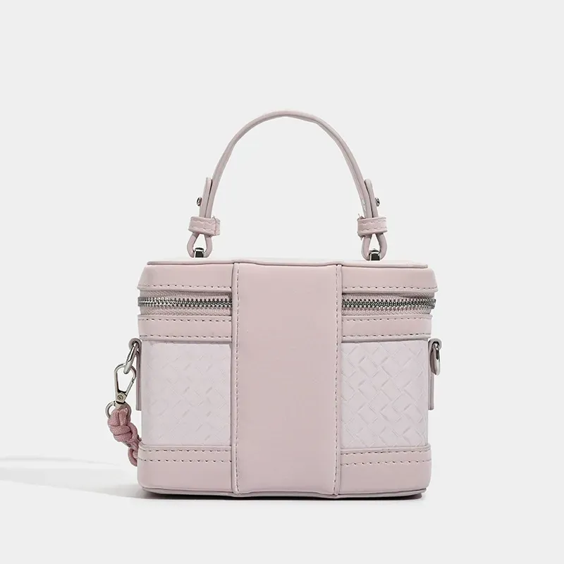 Pink Woven Handbag Box Bag Crossbody Small Square Bag