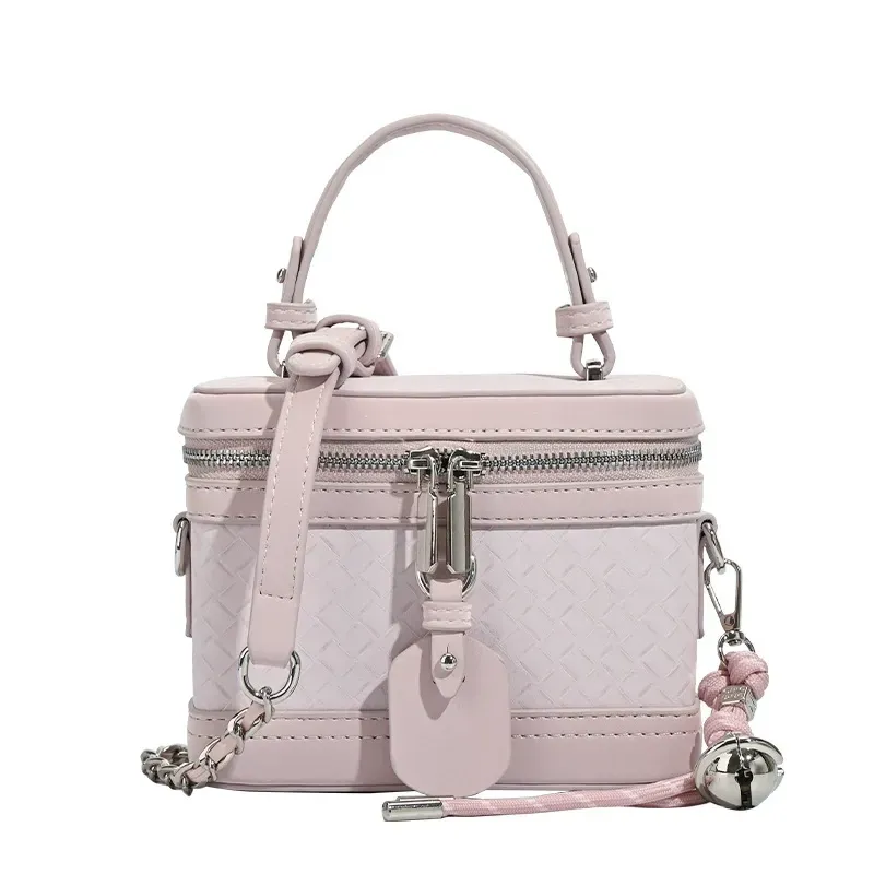 Pink Woven Handbag Box Bag Crossbody Small Square Bag