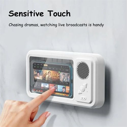 Bathroom Waterproof Mobile Phone Case Box Speaker Anti-Fog Touch Screen 360 Rotation for Shower Kitchen Swim Universal