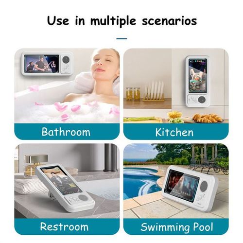 Bathroom Waterproof Mobile Phone Case Box Speaker Anti-Fog Touch Screen 360 Rotation for Shower Kitchen Swim Universal
