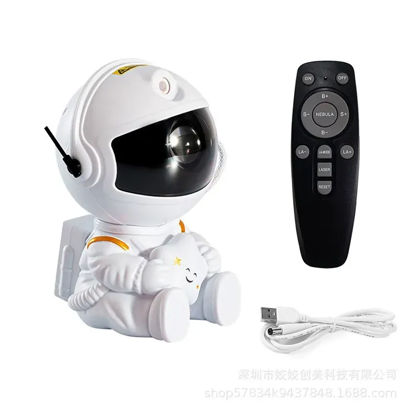 Galaxy Projector Baby Astronaut Lamp with Starry Night Light Ocean Wave Effect for Bedroom USB Power Desk Lamp