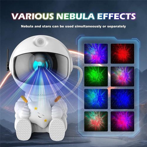Galaxy Projector Baby Astronaut Lamp with Starry Night Light Ocean Wave Effect for Bedroom USB Power Desk Lamp