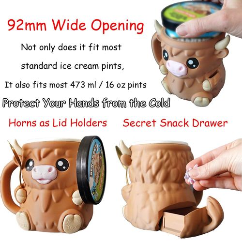 Highland Cow Ice Pint Holder Ice cream cup
