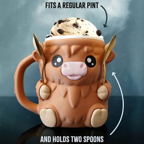 Highland Cow Ice Pint Holder Ice cream cup