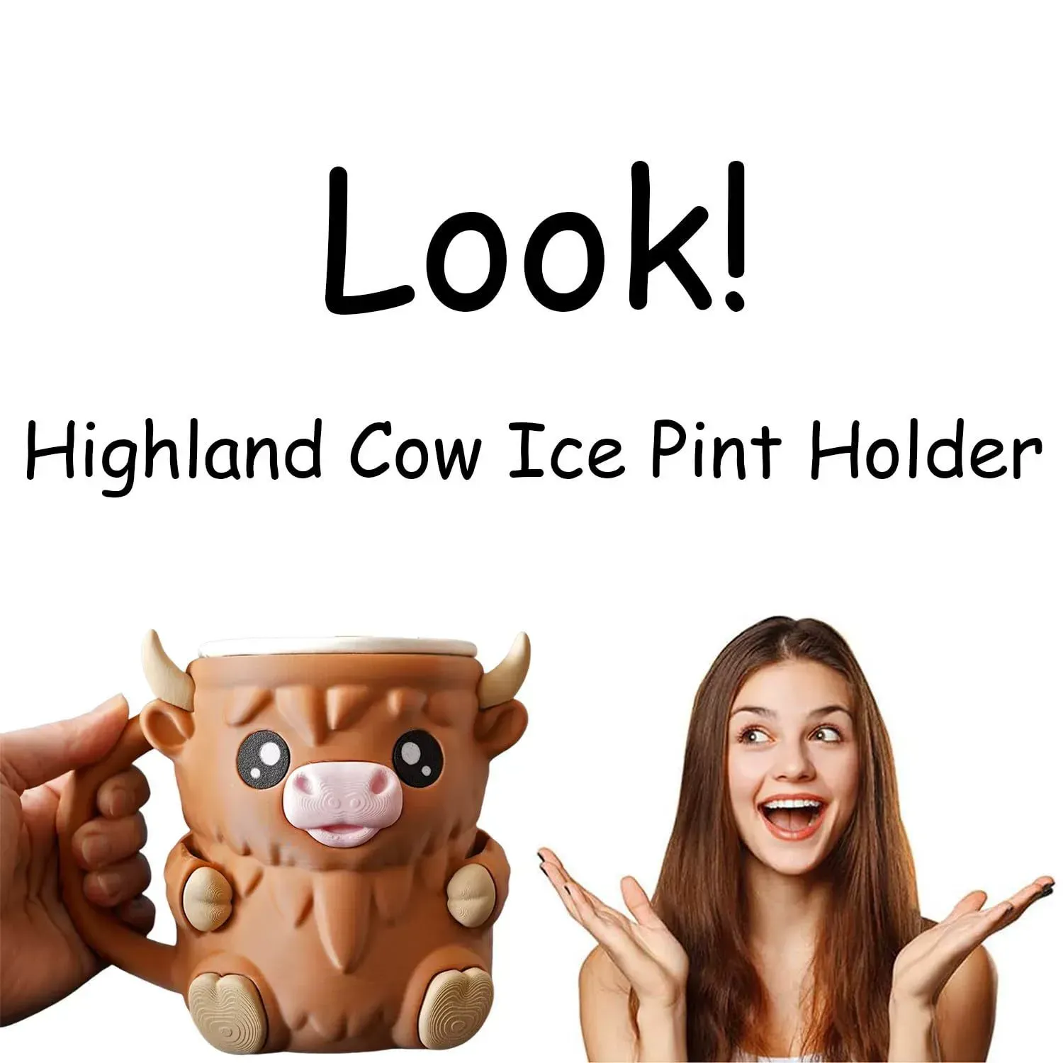 Highland Cow Ice Pint Holder Ice cream cup