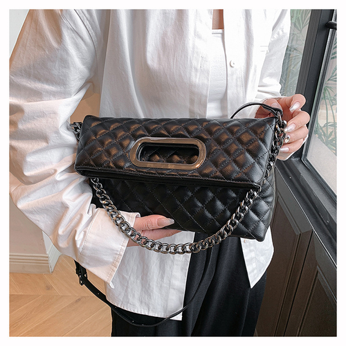 Simple Women's Bag, Diamond-shaped Embroidered Thread ,  Popular Folding Crossbody , Single-should bag