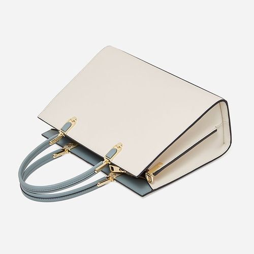 Fashion trend beige simple tote bag messenger bag large size genuine leather women's handbag