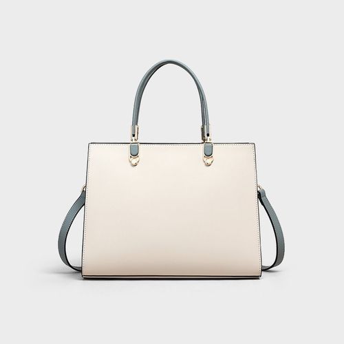 Fashion trend beige simple tote bag messenger bag large size genuine leather women's handbag