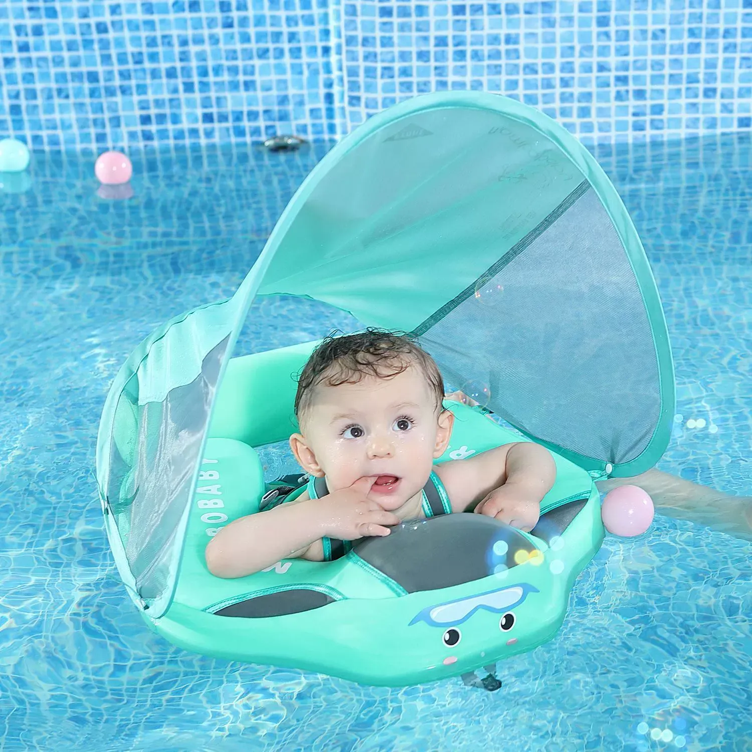 Baby Floating Water Toys Inflatable Swimming Seat Circle Swimming Pool Beach Swim Ring Water Seat With Sunshade Summer Party Toy