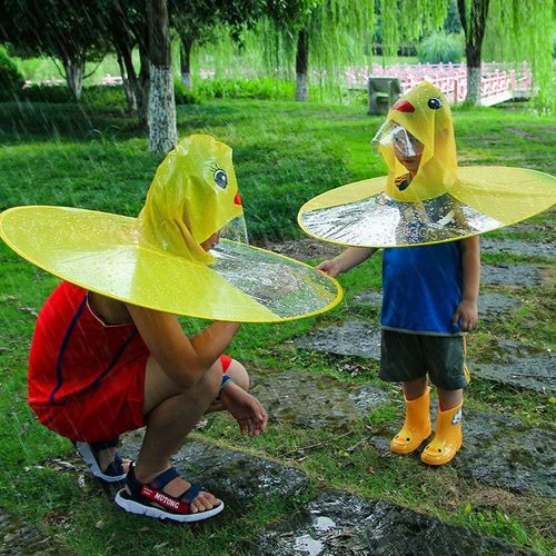 Kindergarten Baby Flying Saucer Yellow Duck Cape with Hat Cute Cartoon Raincoat