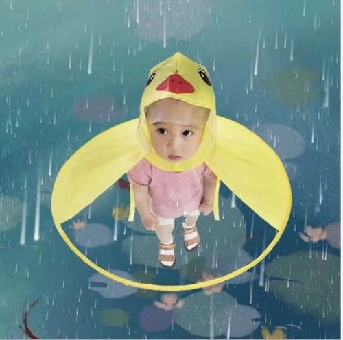 Kindergarten Baby Flying Saucer Yellow Duck Cape with Hat Cute Cartoon Raincoat