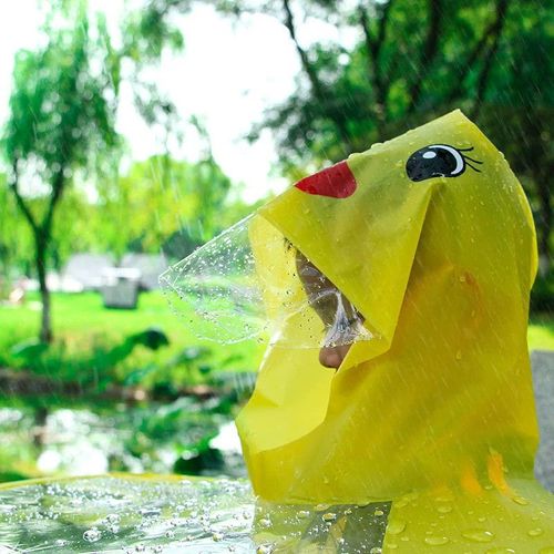 Kindergarten Baby Flying Saucer Yellow Duck Cape with Hat Cute Cartoon Raincoat