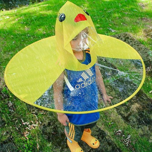 Kindergarten Baby Flying Saucer Yellow Duck Cape with Hat Cute Cartoon Raincoat