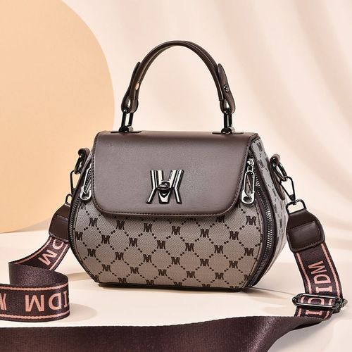 High Quality Vintage Monogram Printed Shoulder Tote Large Capacity Zipper Design Crossbody Bag for Women