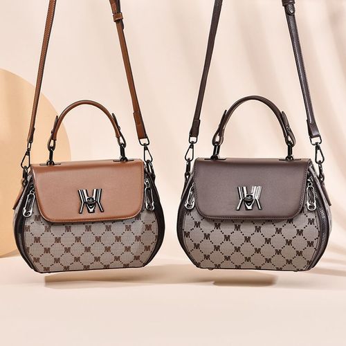High Quality Vintage Monogram Printed Shoulder Tote Large Capacity Zipper Design Crossbody Bag for Women