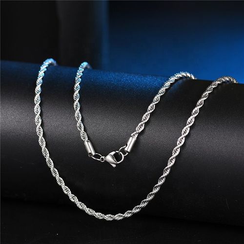 No fading hip-hop plain chain 2mm encryption stainless steel twist necklace