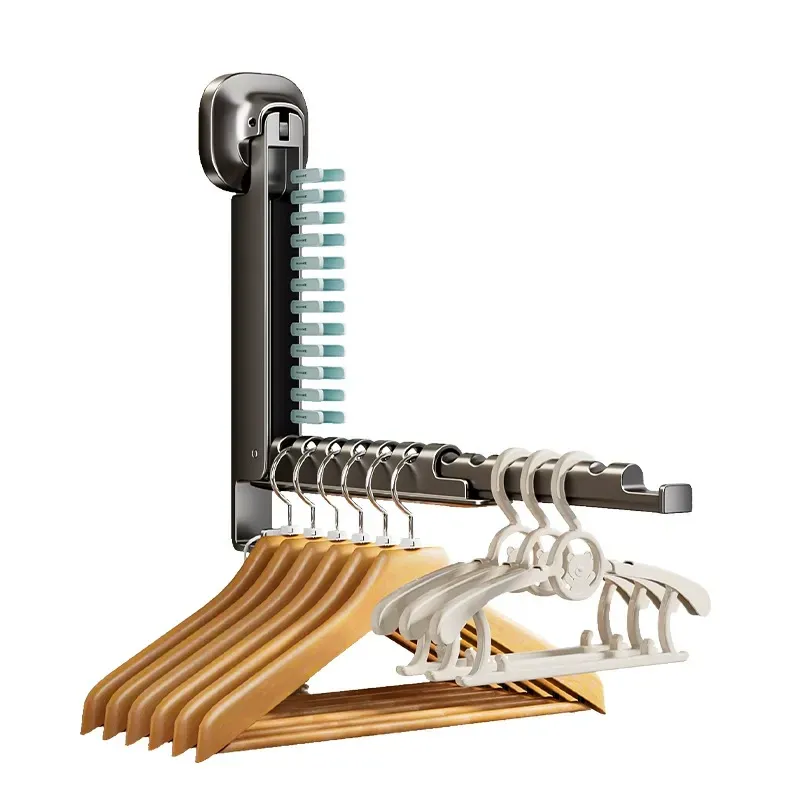 Suction cup punch-free balcony multifunctional retractable clothes drying rack indoor clothes drying artifact Special for tiles and glass