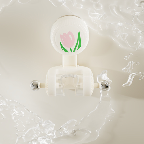Cute Tulip Adjustable Shower Holder Punch-Free Suction Cup Removable Wall Shower Rack for Bathroom