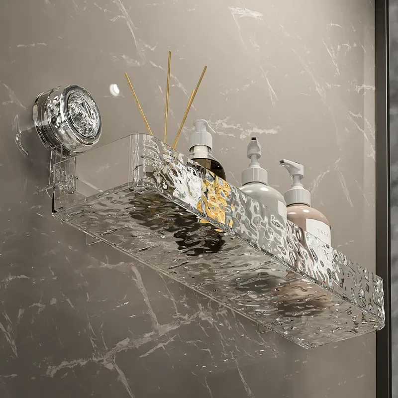 Corrugated Bathroom Suction Cup Storage Rack No Punching Bathroom Wall Mounted Storage Shelf Organizing Rack Special for tiles and glass