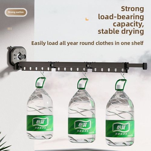 Aluminum Alloy Telescopic Clothes Rod Wall-Mounted No-Drill Suction Cup Type Balcony Folding Clothes Drying Special for tiles and glass