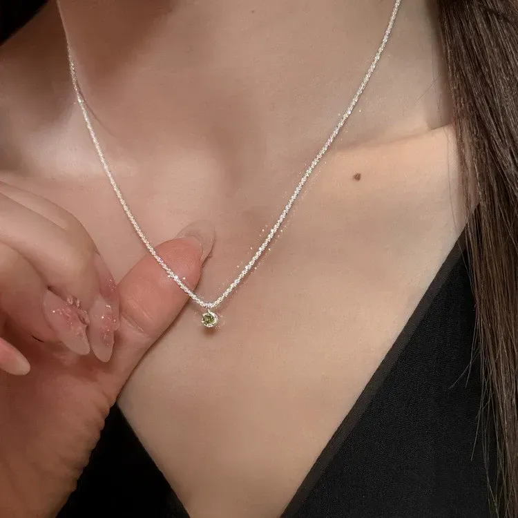 Olive green zircon necklace elegant necklace