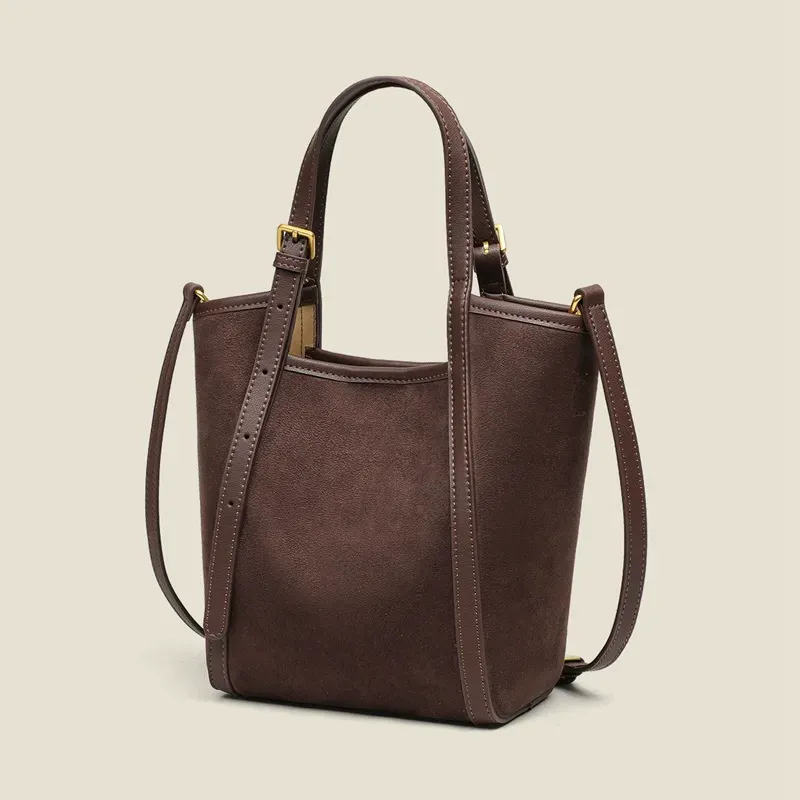 Genuine leather messenger bag, portable vegetable basket, large capacity shoulder bag for women