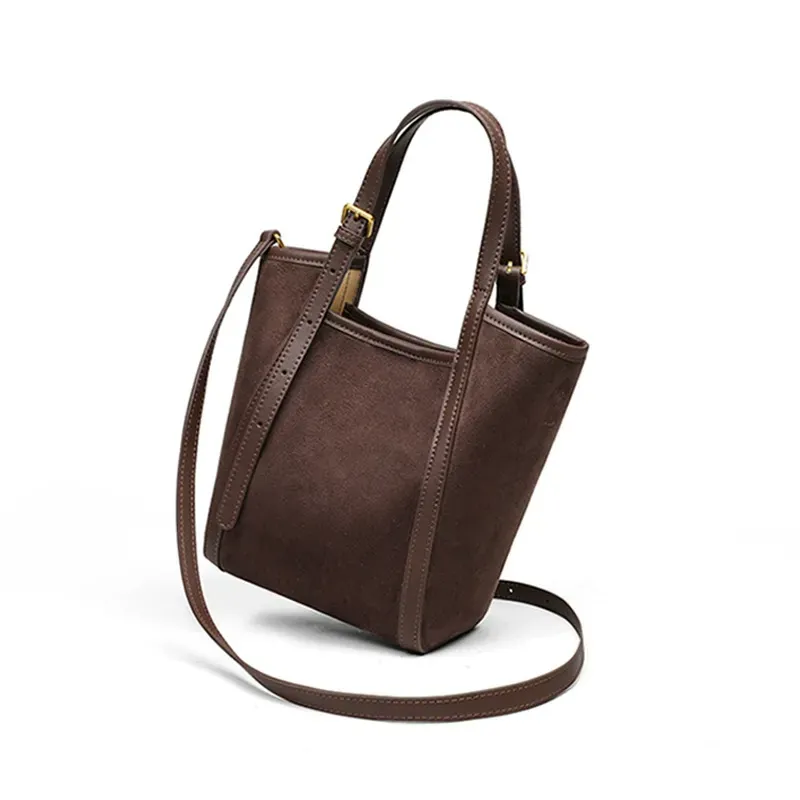 Genuine leather messenger bag, portable vegetable basket, large capacity shoulder bag for women