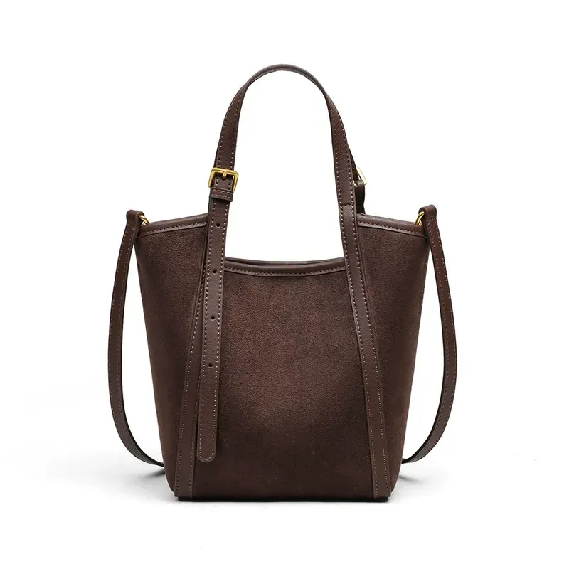 Genuine leather messenger bag, portable vegetable basket, large capacity shoulder bag for women