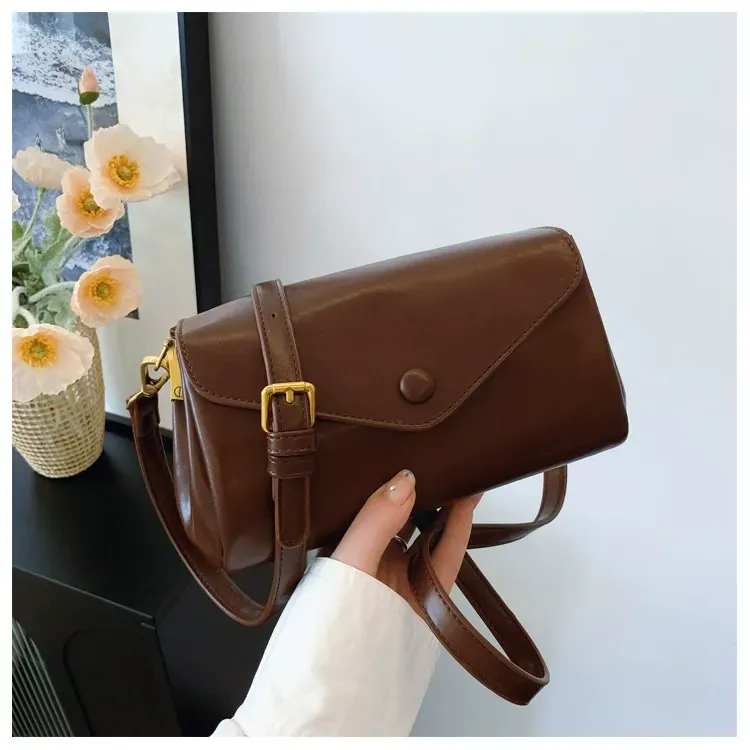 Multi-compartment simple shoulder bag, crossbody bag, fashionable small square bag