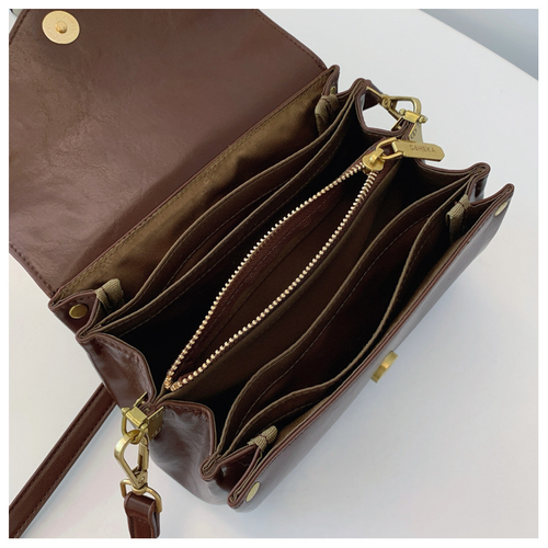 Multi-compartment simple shoulder bag, crossbody bag, fashionable small square bag
