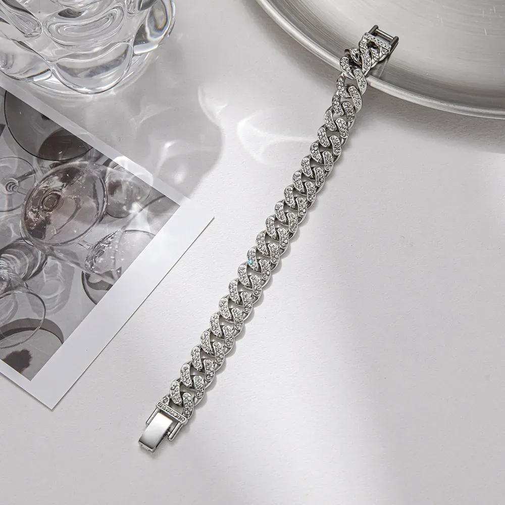 Full diamond Cuban bracelet Titanium steel bracelet does not fade