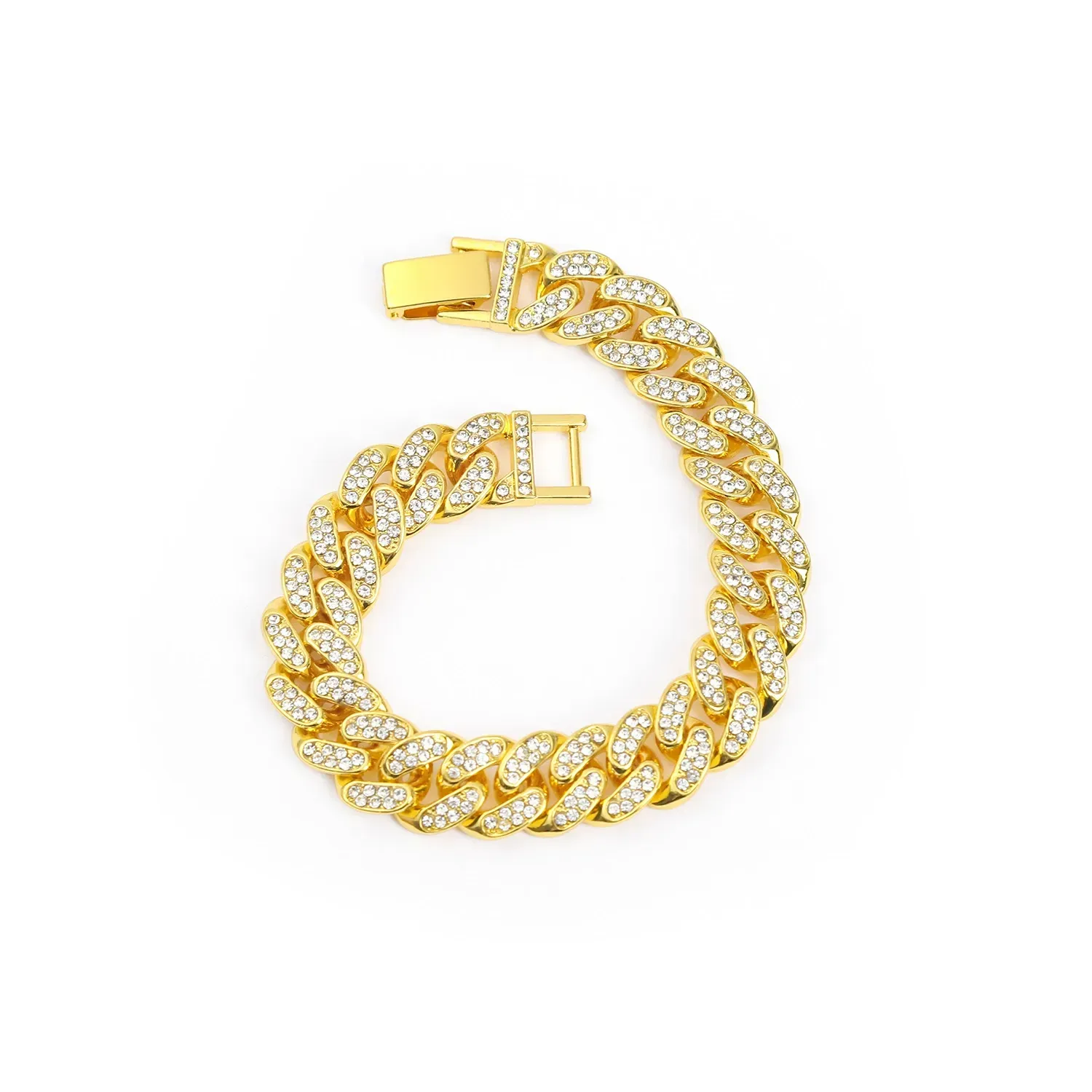 Luxury Hip Hop Style Miami Cuban Link Chain Bracelet Super Big Gold Plating Inspired by Style Main Material Zinc Alloy