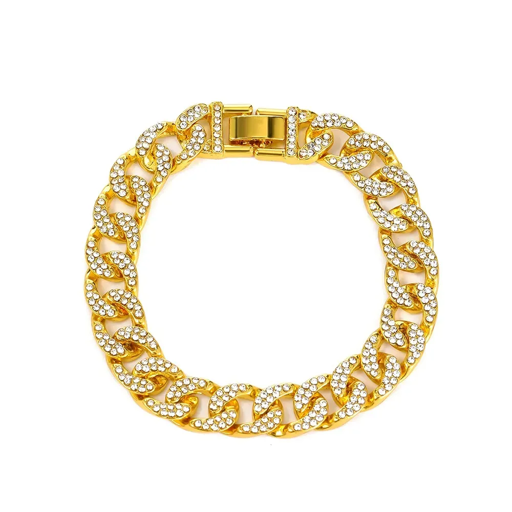 Luxury Hip Hop Style Miami Cuban Link Chain Bracelet Super Big Gold Plating Inspired by Style Main Material Zinc Alloy