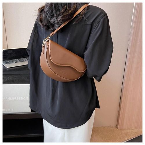 Vintage Dumpling Bag Women Woven Crescent Armpit Shoulder Saddle Bags Pu Leather Handbags Clutch Underarm Purses for Ladies