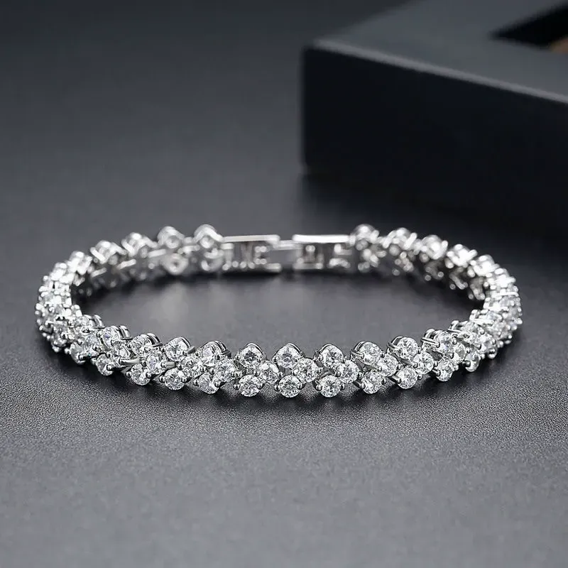 Super sparkling zircon Roman bracelet Diamond-studded exquisite Cuban bracelet