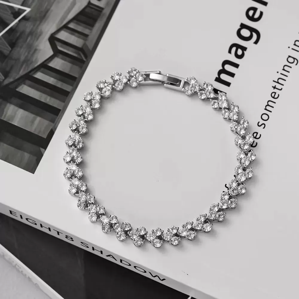 Super sparkling zircon Roman bracelet Diamond-studded exquisite Cuban bracelet