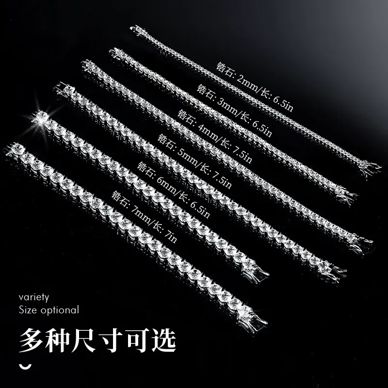 Exquisite Tennis Bracelet Brass Inlaid Diameter Zircon Sterling Sliver Gold Plated Link Bracelet Jewelry Custom for Lady Women