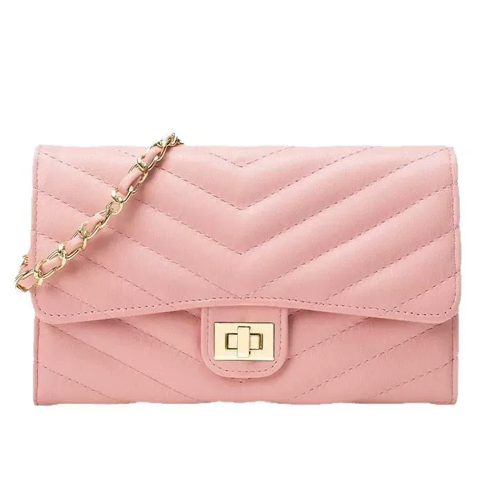Pink high-end chain bag, versatile crossbody bag, new fashion shoulder bag