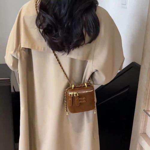 Niche ins mini bag box bag trendy chain bag shoulder crossbody bag