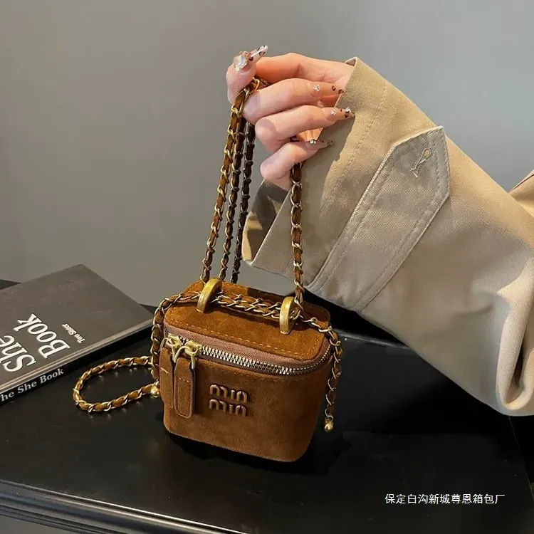 Niche ins mini bag box bag trendy chain bag shoulder crossbody bag