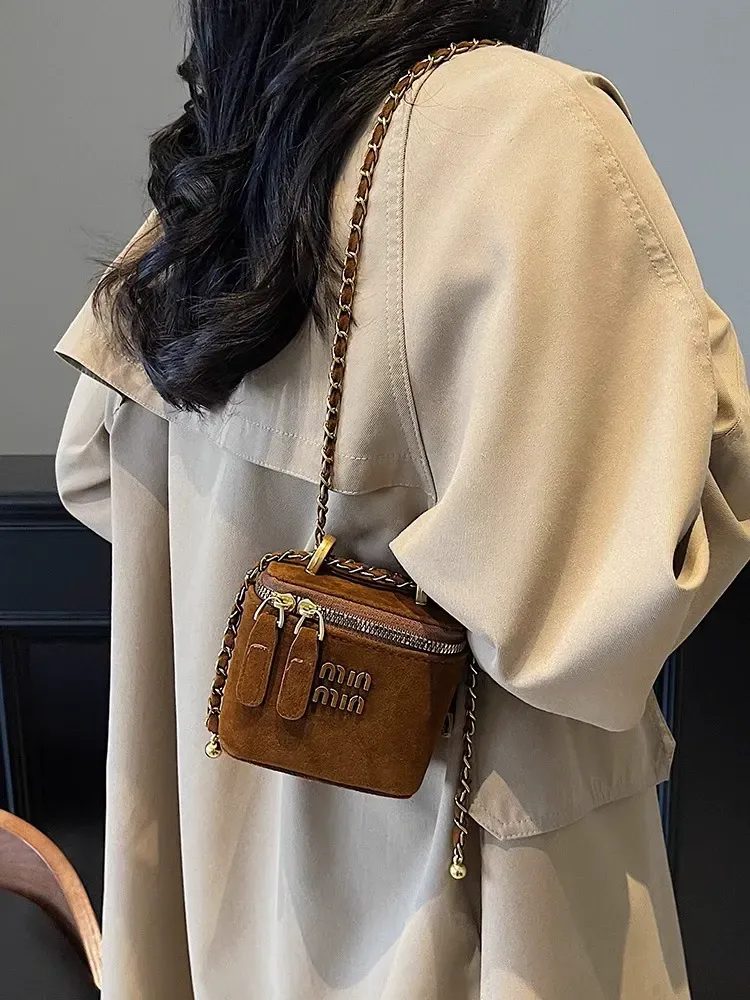 Niche ins mini bag box bag trendy chain bag shoulder crossbody bag