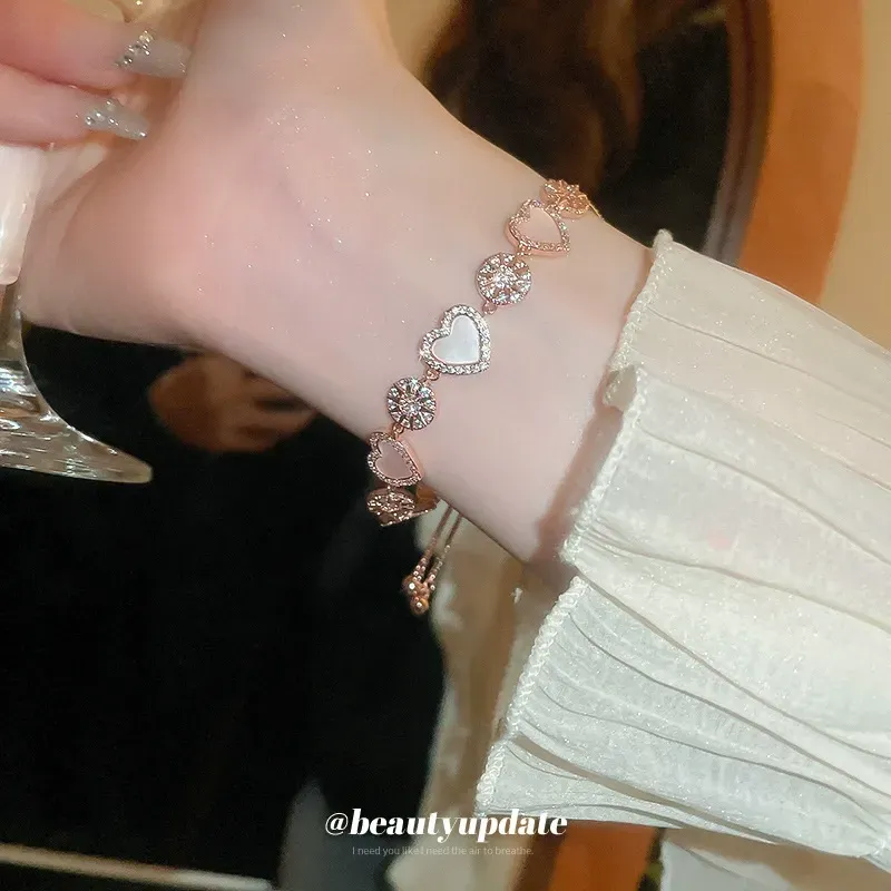 Romantic Rose Gold Zircon Bracelet Ins Style Sunflower Love Bracelet