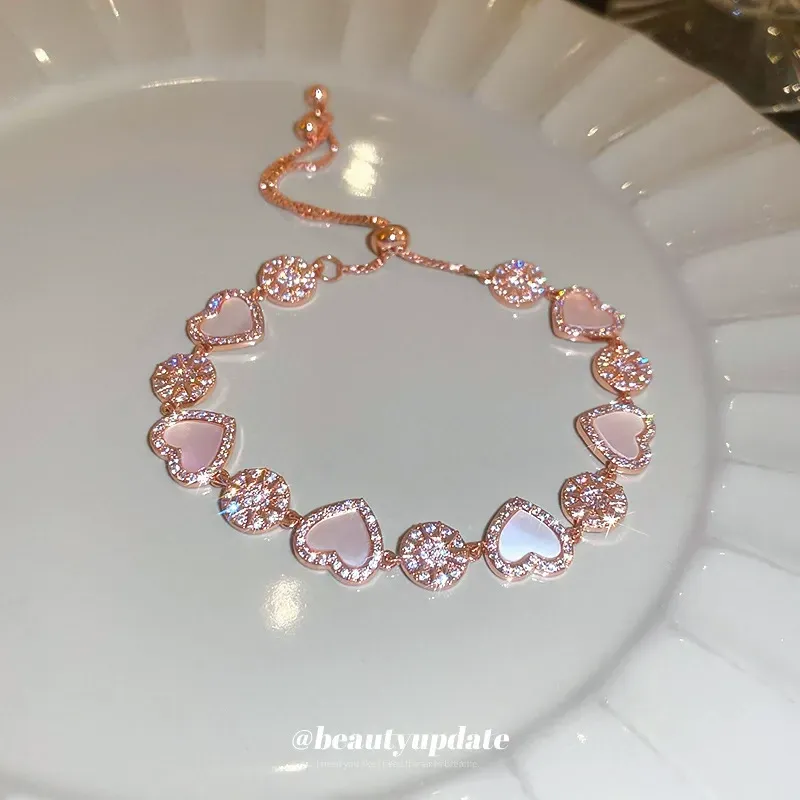 Romantic Rose Gold Zircon Bracelet Ins Style Sunflower Love Bracelet