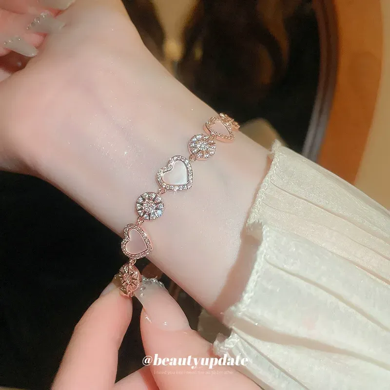 Romantic Rose Gold Zircon Bracelet Ins Style Sunflower Love Bracelet