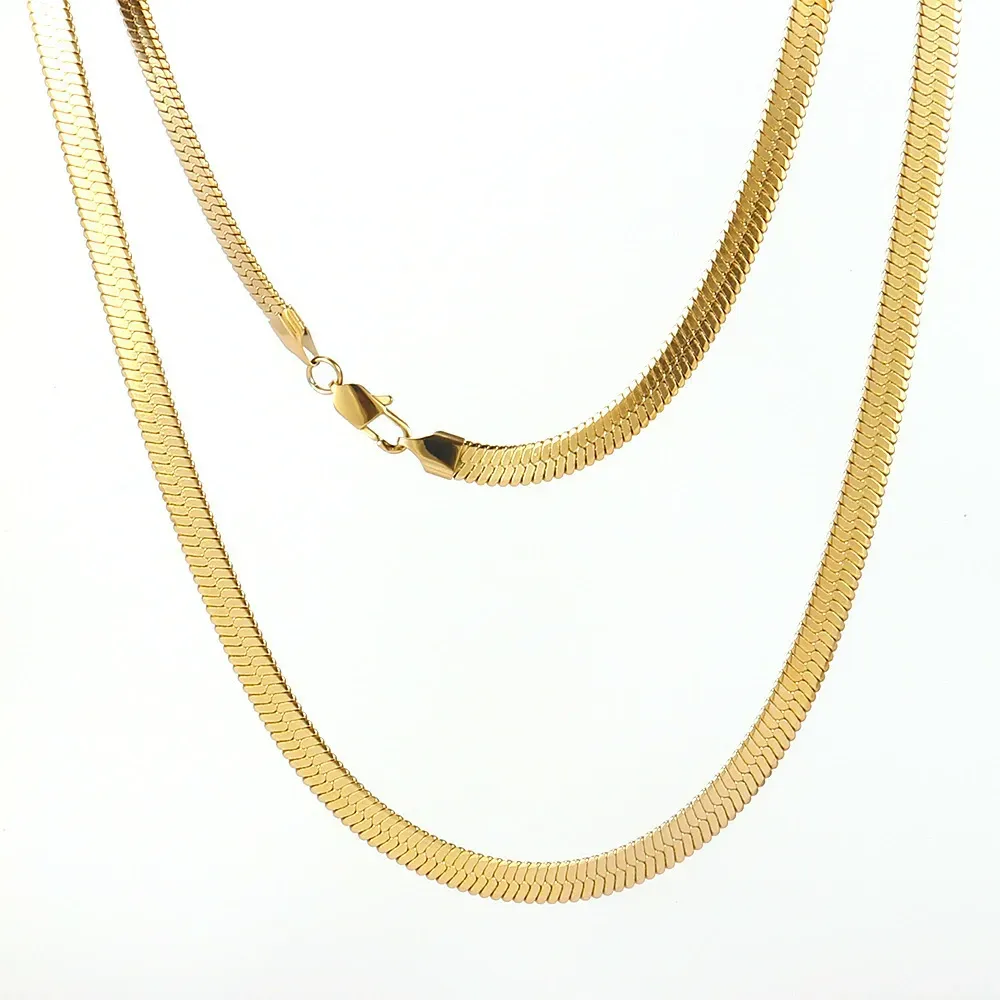 Gold-plated snake bone necklace 4.0mm wide, high-end and elegant ins jewelry